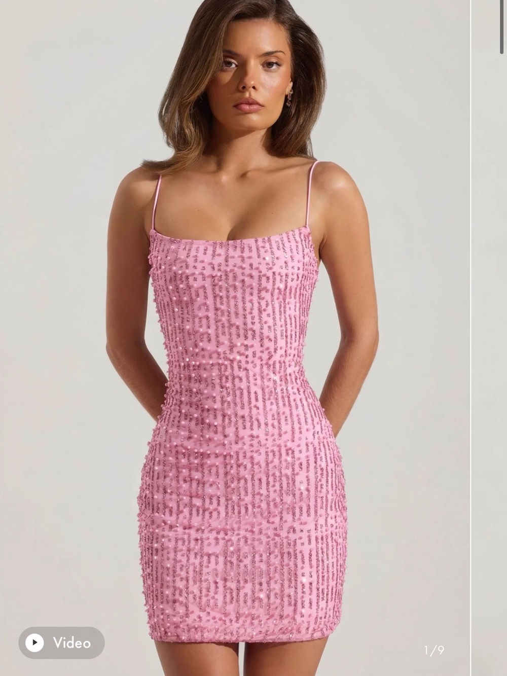 Oh Polly Pink Sequin Strappy Bodycon Mini Dress - Picture 1 of 6